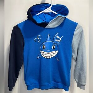 Puma Kids Blue and Gray Shark Graphic Hoodie